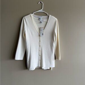 Covington Cream V-Neck Shell Tank &  Button Cardigan set